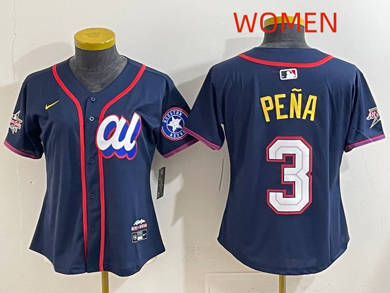 Women  2025 Houston Astros #3 Pena dark Blue All star Nike MLB Jersey style 012->youth mlb jersey->Youth Jersey